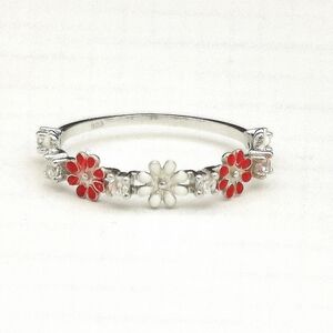 CZ enamel Flower Band ring size 8 🆕